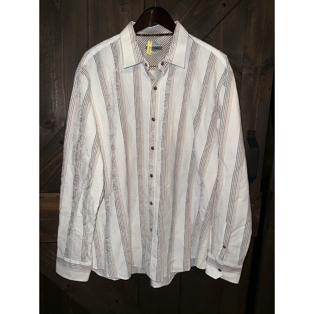 Johnston & Murphy Men's XXL L/S White Button Dress Shirt Textured Western